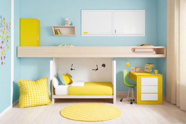 Interior kid's room and wall frame