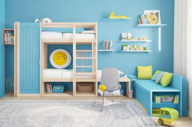 Interior kid's room and wall frame