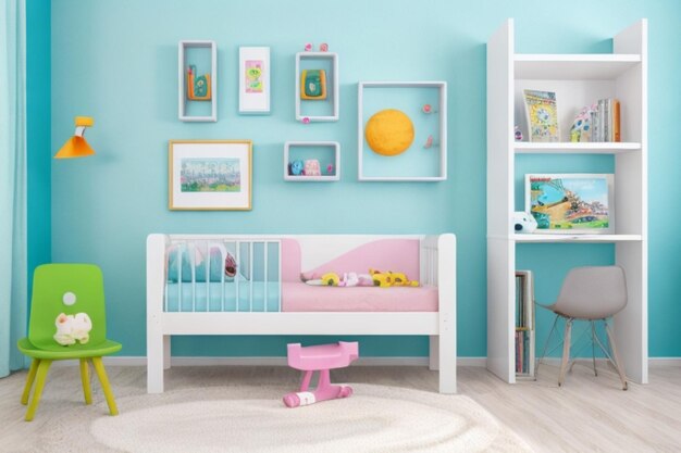 Interior kid's room and wall frame