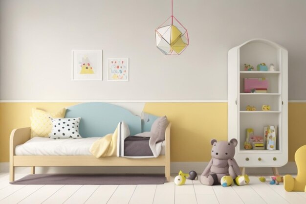 Interior kid's room and wall frame