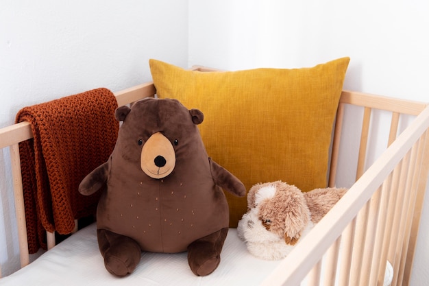 Photo interior of kids room decoration with toys