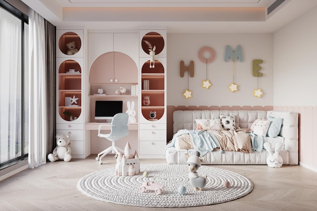 Interior Kids Room Wall Mockup