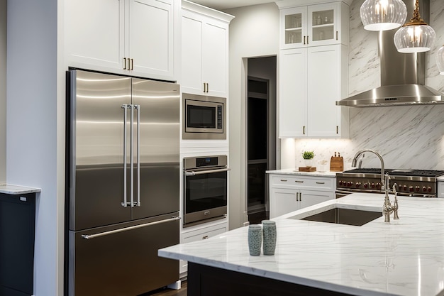 Photo interior of kitchen in new luxury home