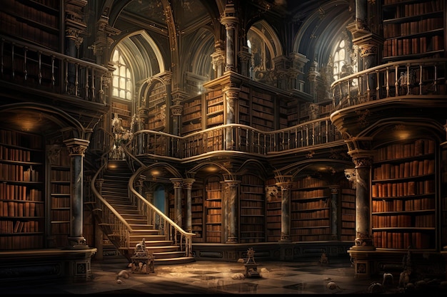 Interior of the library of the University of Cambridge England AI Generated