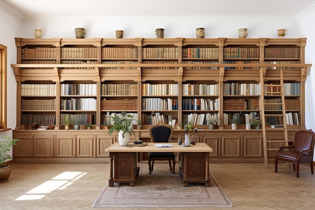 interior of a library with book shelves