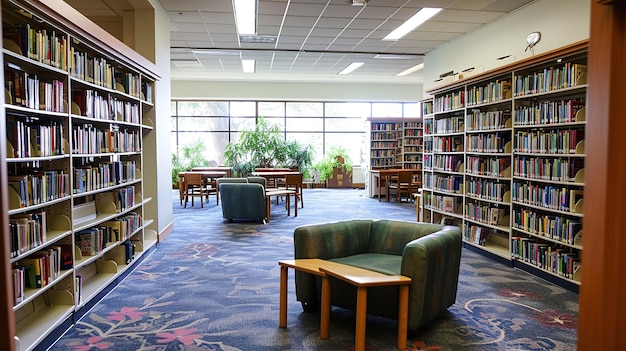 Foto l'interno di una biblioteca