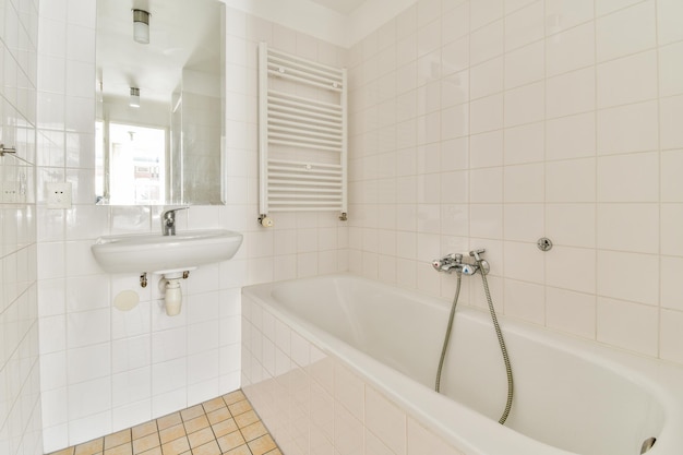 Interior of light contemporary washroom