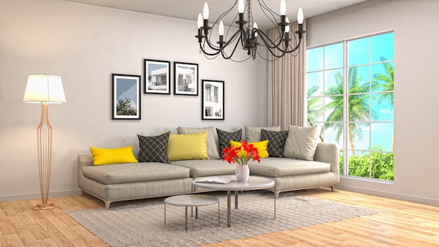 Interior living room 3d illustration