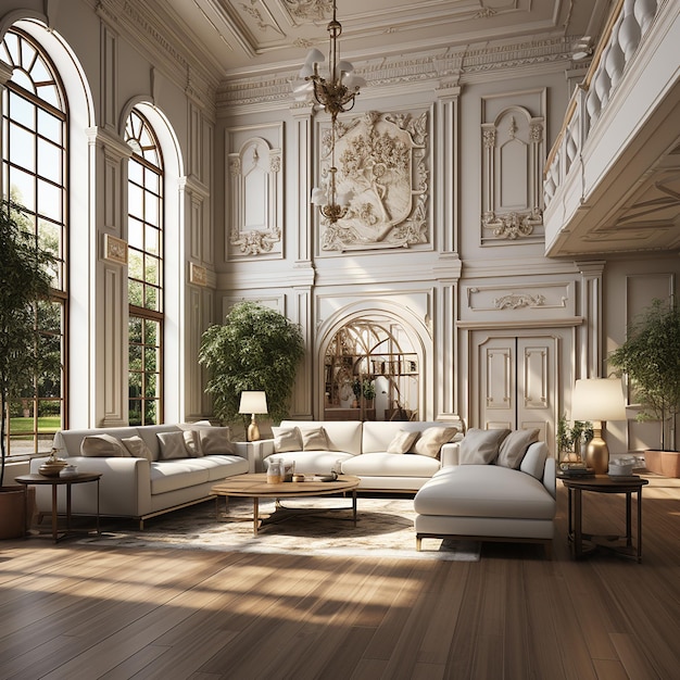 Interior of the living room 3D illustration