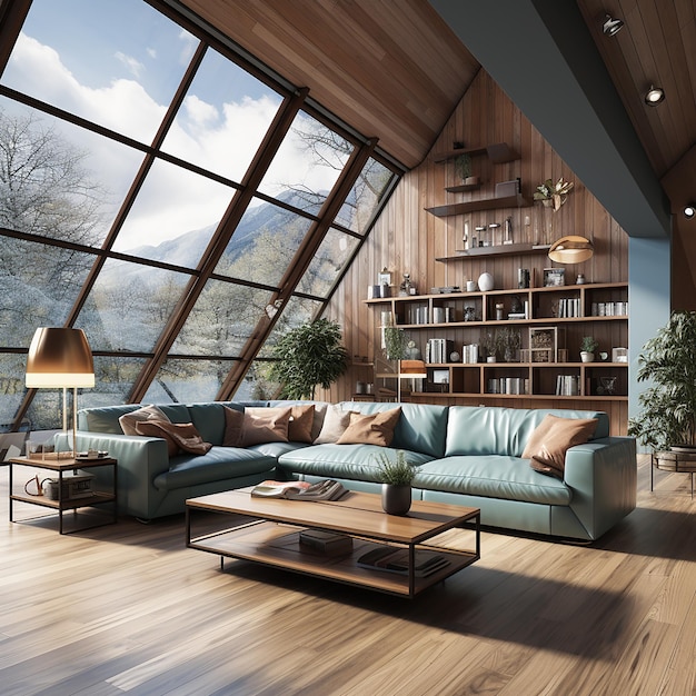 Interior of the living room 3D illustration