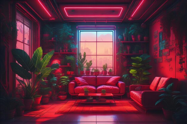 Interior living room design generative AI