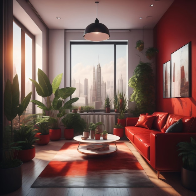 Interior living room design generative AI