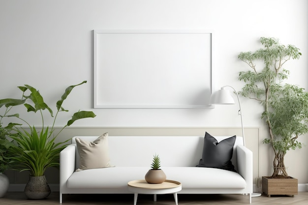 Interior of a living room mockup frame