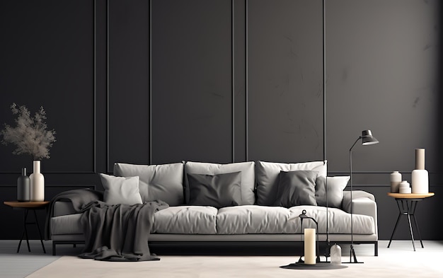 Interior of the living room in plain monochrome color Simple one color Design inetrior concept