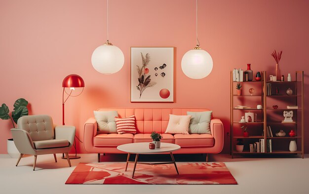 Interior of the living room in plain monochrome color Simple one color Design inetrior concept