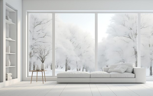 Interior of the living room in plain monochrome color Simple one color Design inetrior concept