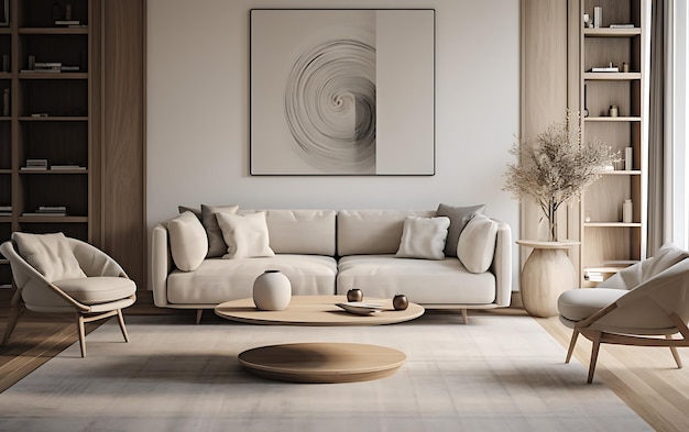 Interior of the living room in plain monochrome color Simple one color Design inetrior concept