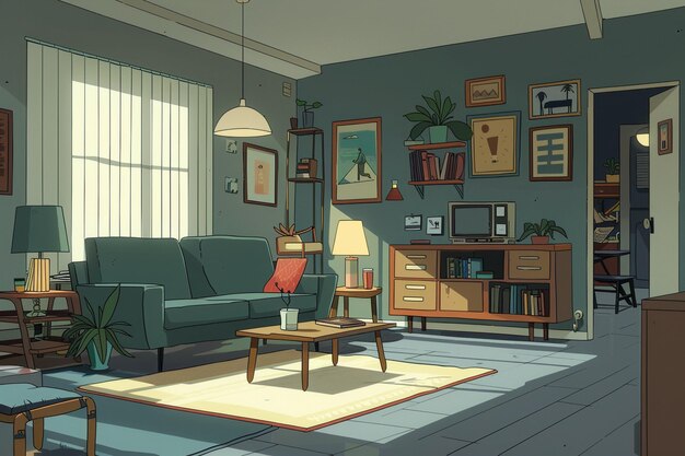 Interior living room scene background