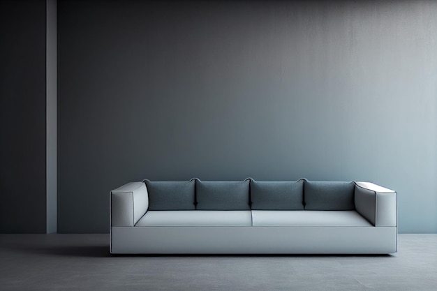 Interior living room wall mockup with sofa and pillows modern interior negative copy space above generative AI