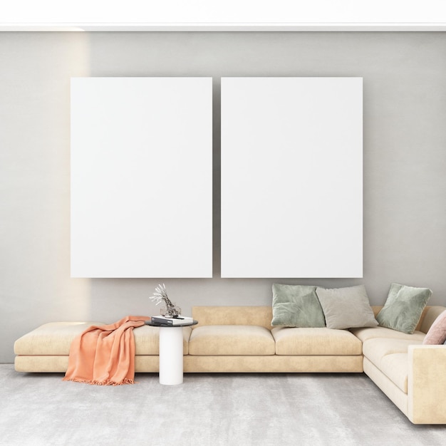 Interior living room wall mockup