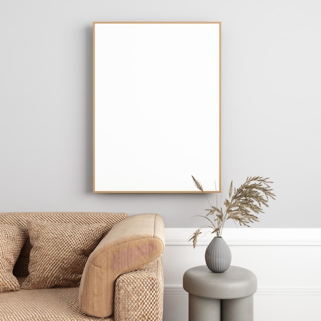interior living room wall mockup