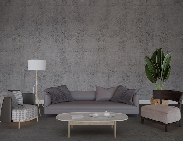 interior living room wall mockup