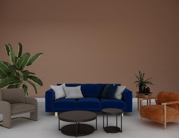 Interior living room wall mockup