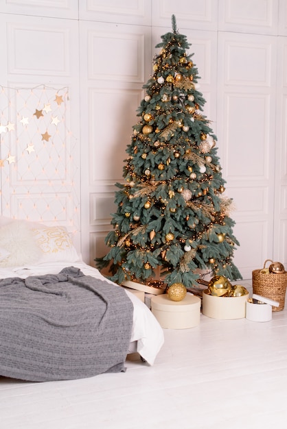 Interior of the living room with Christmas decorations