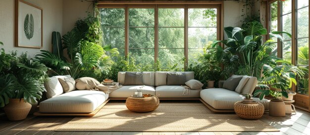 Photo interior of living room with green