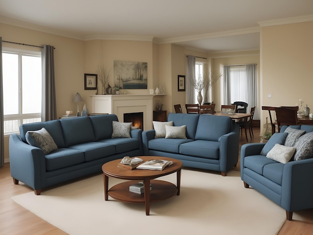 Interior of living room with sofas