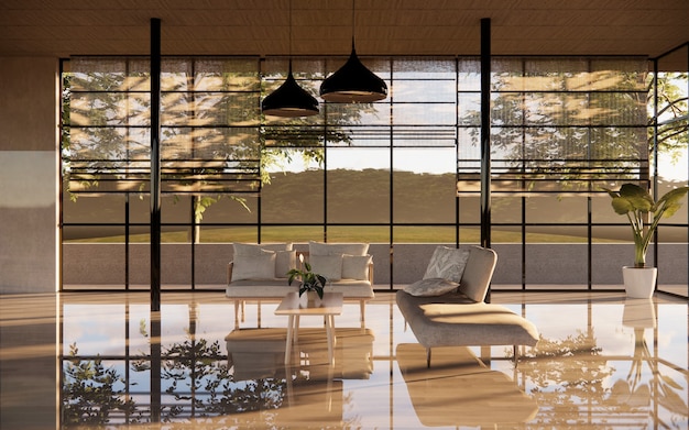 INTERIOR LIVING ROOM WITH WHITE LUXURY FURNITURE