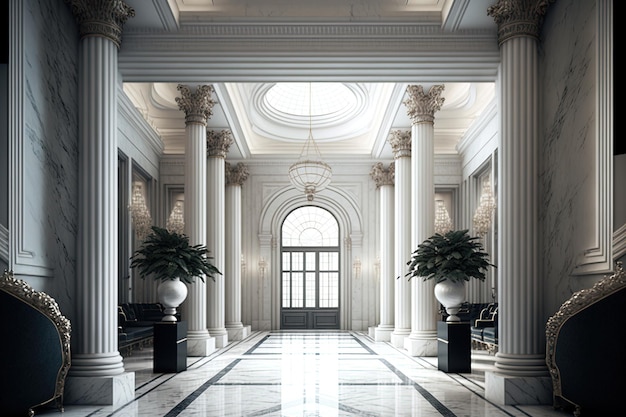 Interior of a luxurious marble lobby