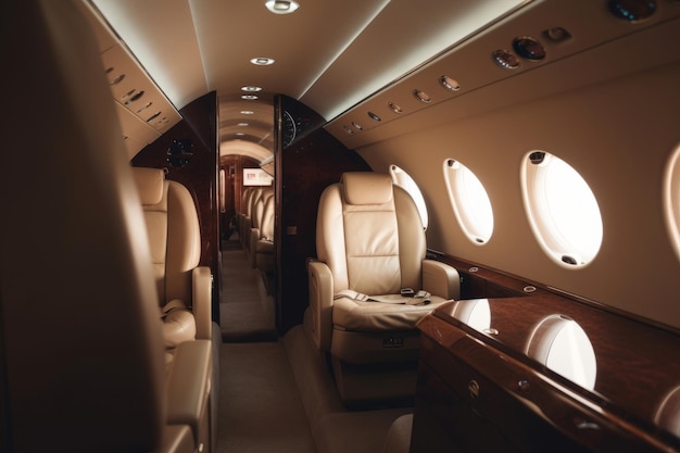 Interior of luxurious private jet Illustration AI GenerativexA