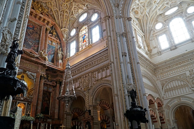 Interior of Mezquita Mosque Cathedral of Cordoba in Spain