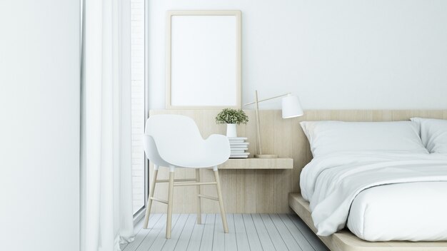 Photo interior minimal bedroom space in hotel