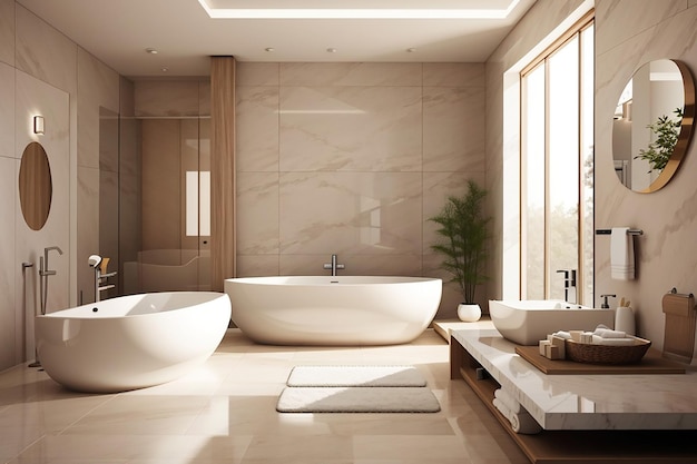 3d рендеринг интерьера современной ванной комнаты