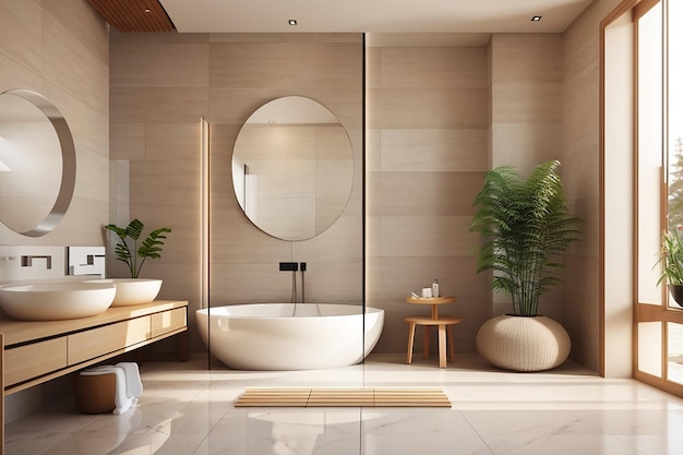 3d рендеринг интерьера современной ванной комнаты