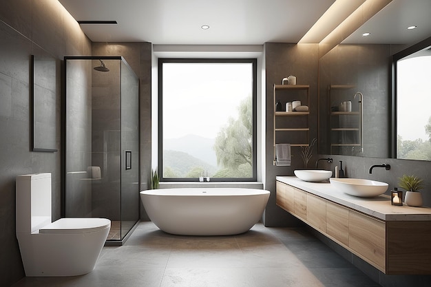 Interior modern bathroom 3d rendering