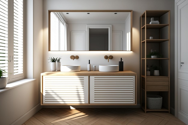 Interior of a modern bathroom featuring a sink