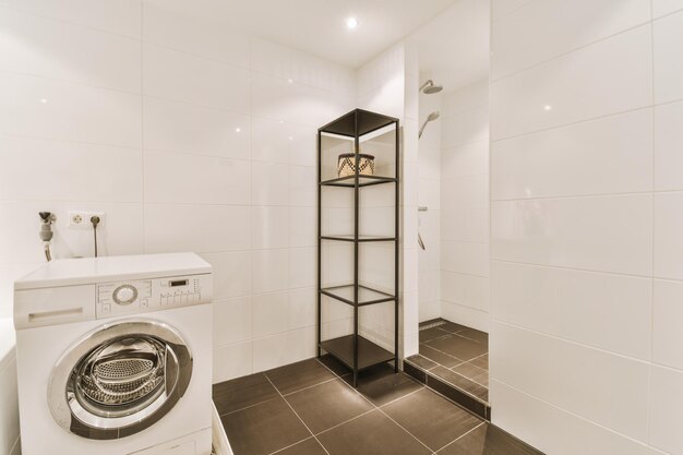 Interior of modern bathroom with sink