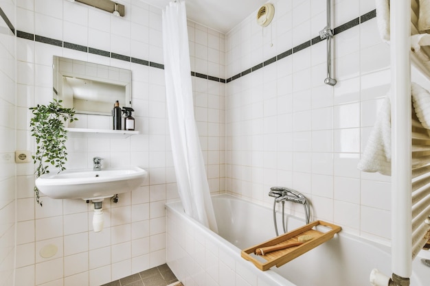 Interior of modern bathroom with sink