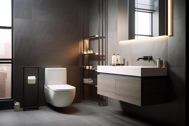 The interior of a modern bathroom