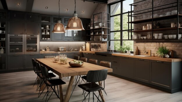 Interior of a modern beautiful kitchen