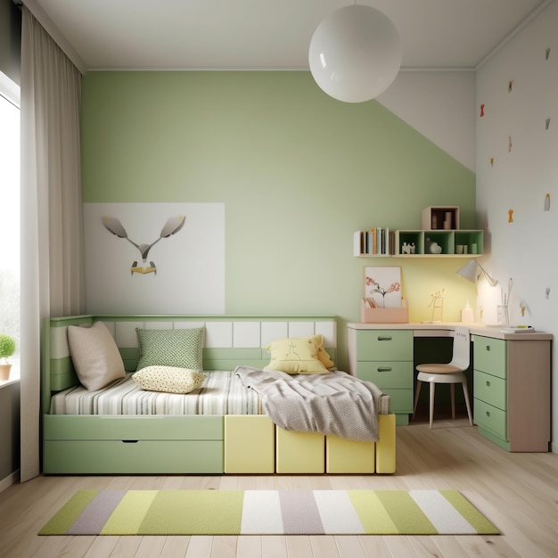 Interior of modern children's room Generative Ai