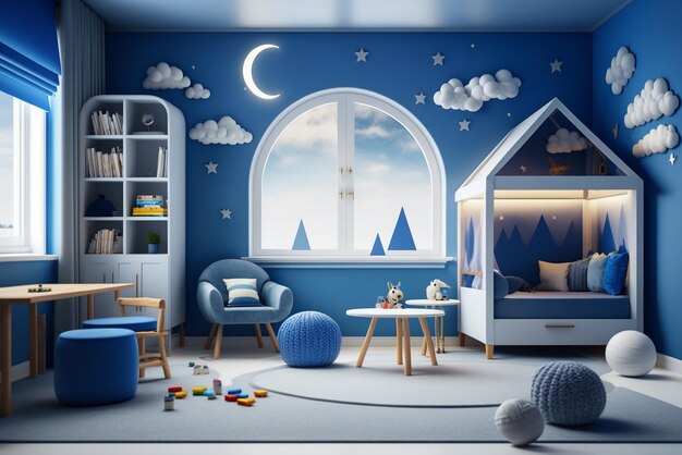 Interior of modern children039s room with stylish furniture and toys Kids play room kids bed room Ch