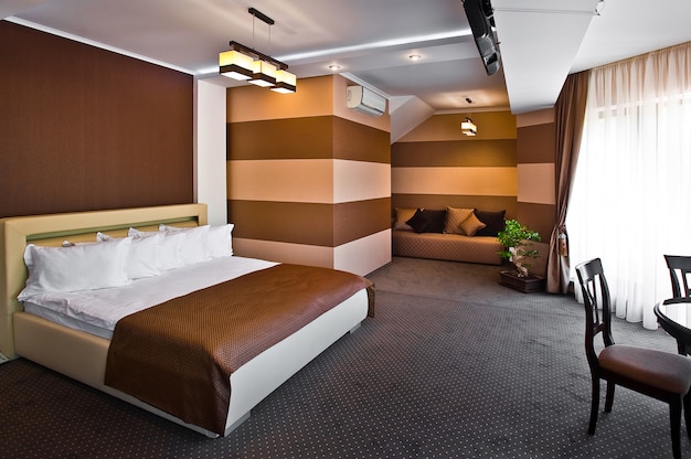 Interior of modern comfortable hotel room