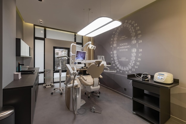 Photo interior of modern dentistry medical room