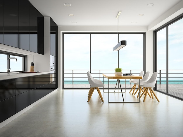 Interior of modern design room 3D rendering