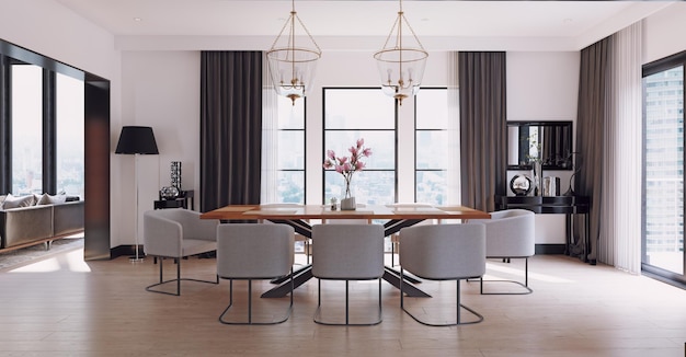 Interior of modern dining room