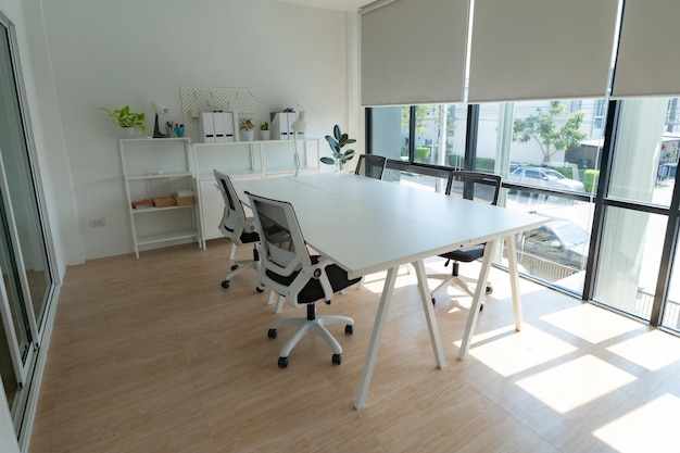 Interior of a modern home office small office start up business